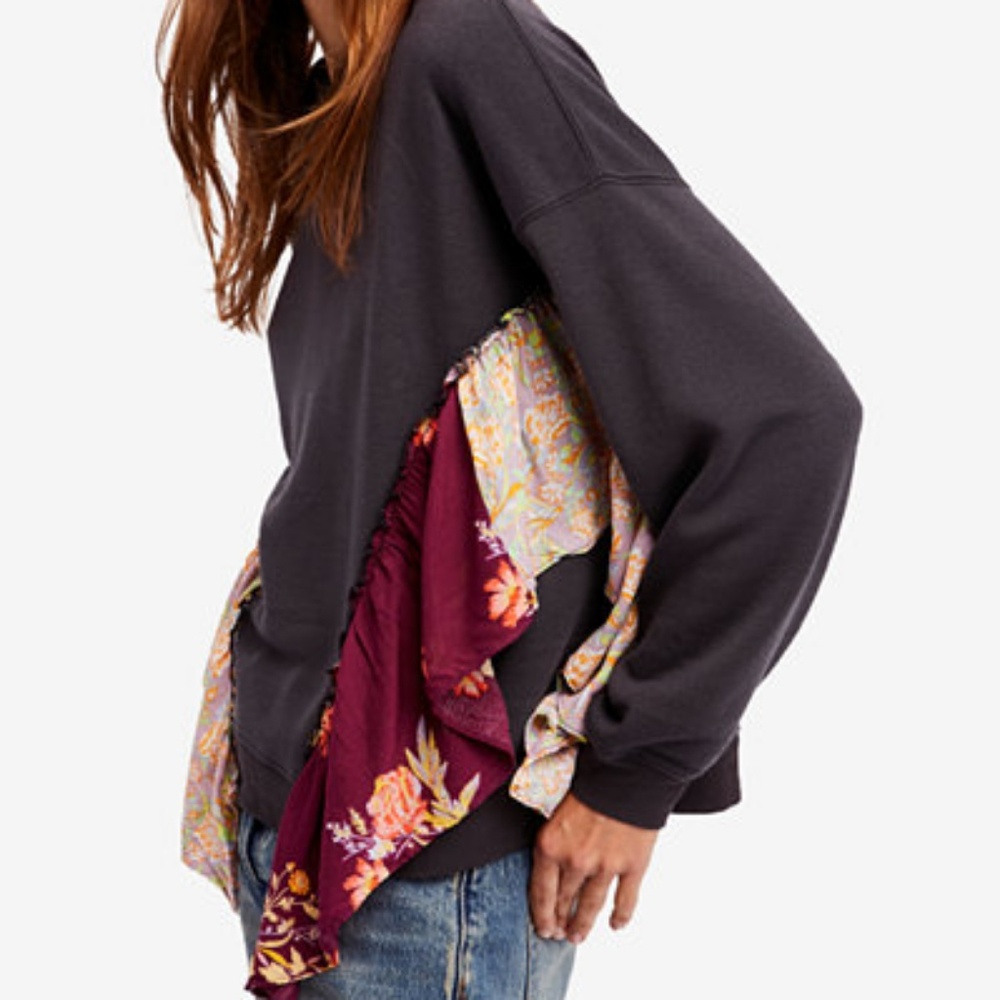 ❌SOLD❌Free People Patchwork Ruffle Sweatshirt